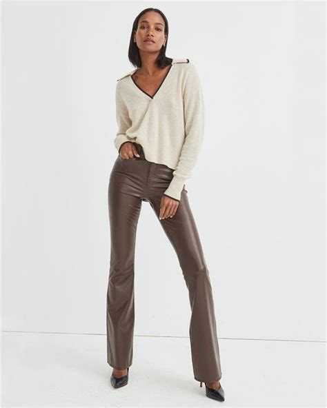 Veronica Beard Leather Beverly Skinny Flare Pant In White Lyst Australia