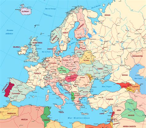 Mapa Político Da Europa Paises Europeus