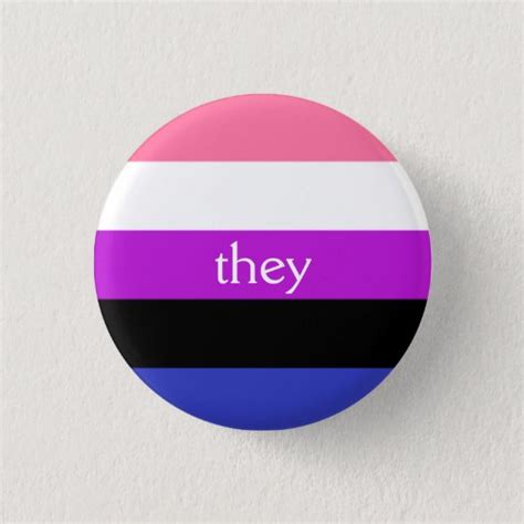genderfluid flag they pronoun 3 cm round badge au