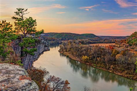 White River Sunset At Calico Rock Arkansas Photograph By Gregory Ballos
