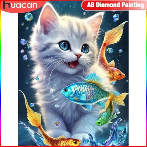 Huacan Diamond Painting Complete Kit Cat Animal Full Square Round Drill