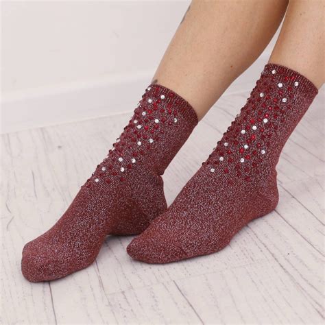 Wine Glitter Socks Rhinestone Socks Bright Socks Embellished Etsy