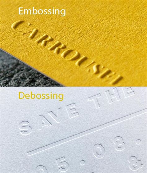 Embossing Debossing Difference Printing Techniques Embossing Stands