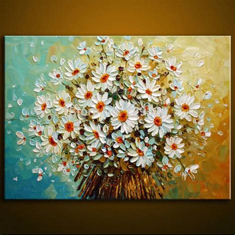 Hand Painted Canvas Acrylic Floral Paintings Handmade Knife Abstract