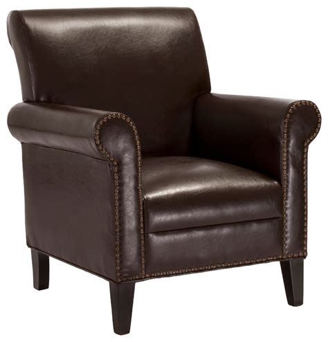 5% coupon applied at checkout. Ryker Chocolate Brown Leather Club Chair - Contemporary ...