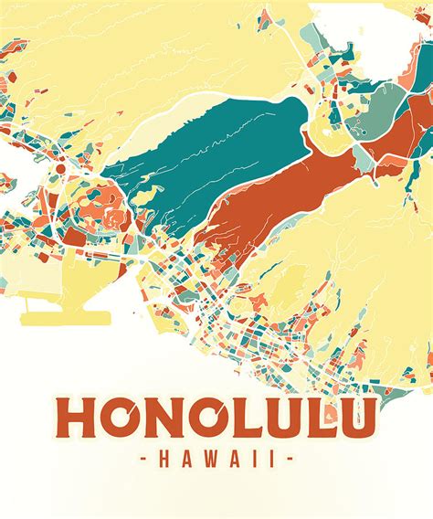 Honolulu Us Map Digital Art By Alexandru Chirila Fine Art America