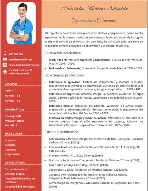 Como Hacer Un Resume Profesional De Enfermeria Modelo Curriculum Vitae