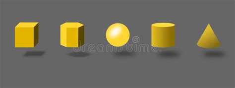 Color Basic Shapes Realistic 3d Geometric Forms Cube And Ellipsoid