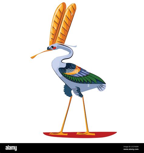 Ancient Egypt Sacred Bird Ibis Cartoon Vector Isolated On White