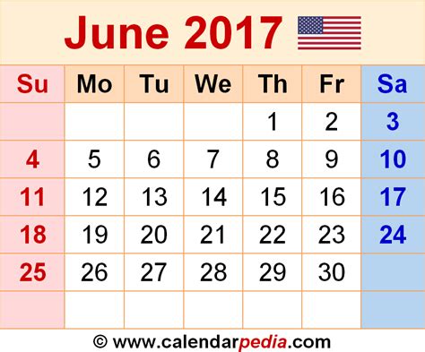 June 2017 Calendars For Word Excel Pdf Premieredance Calendar Template