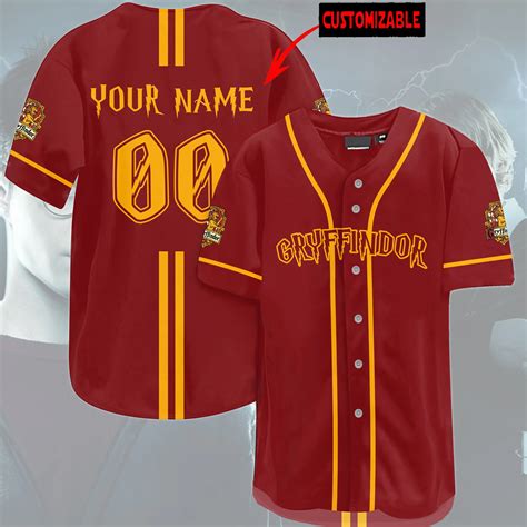 Personalized Harry Potter Gryffindor House Hogwarts Baseball Jersey