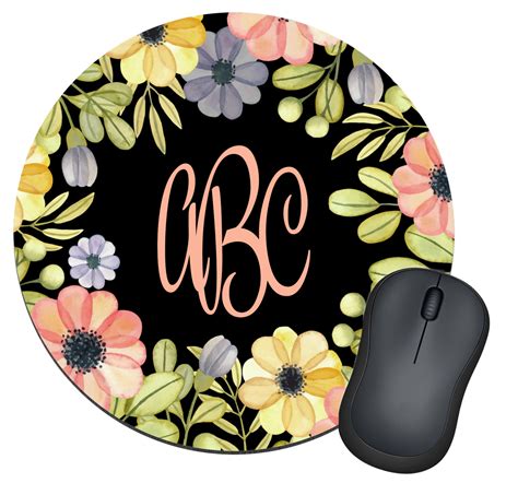 Boho Floral Round Mouse Pad Personalized Youcustomizeit