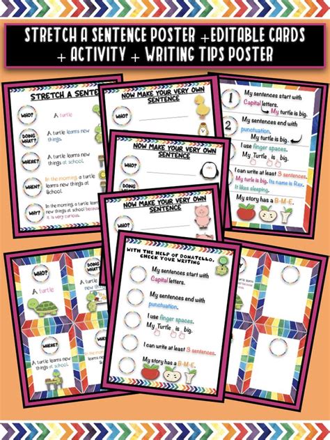 Stretch a Sentence Poster + editable Cards + Activity ...