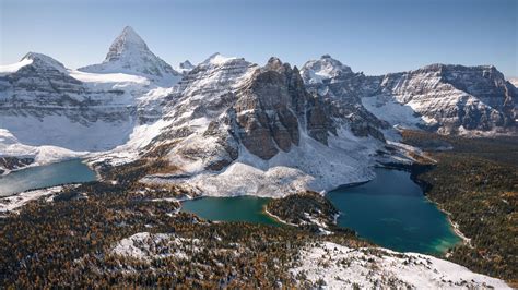 An Aerial Of Mount Assiniboine In The Fall Canadian Rockies Alberta