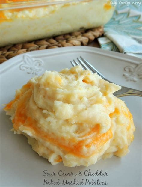 Add the sour cream, condensed soup, onion, and cheese to the potatoes. Sour Cream & Cheddar Baked Mashed Potatoes