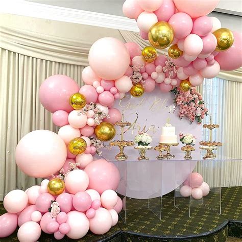 124 Pcs Pink Gold Balloon Garland Kit Macaron Metal Balloon