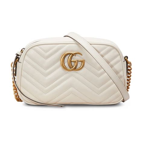 Gucci Leather Gg Marmont Matelassé Shoulder Bag In White Lyst