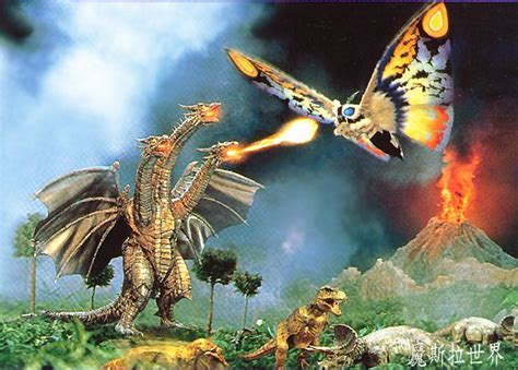 Rainbow Mothra Vs Cretaceous King Ghidorah Kaiju Monsters Godzilla
