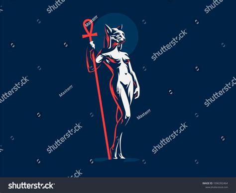 Egyptian Goddess Bastet Vector Illustration Stock Vector Royalty Free 1096392464 Shutterstock
