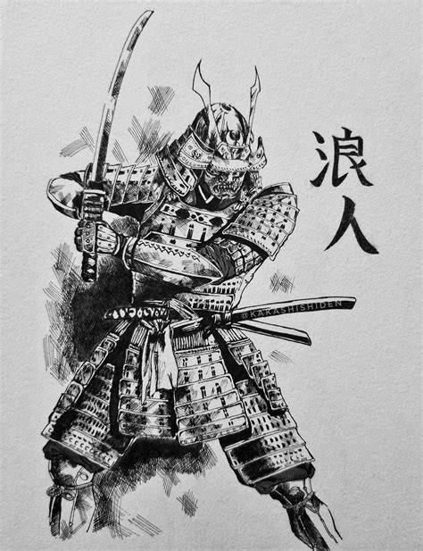 Artstation Samurai Drawing Crosshatch Achurado