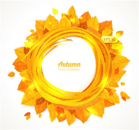 Golden Autumn Leaves Frame Vector Vectors Graphic Art Designs In