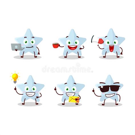Personaje De Caricatura De Estrella Azul Con Varios Tipos De Emoticonos