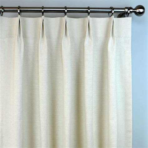 Pair Of Pinch Pleat Top Curtains In Solid Natural Off White Birch