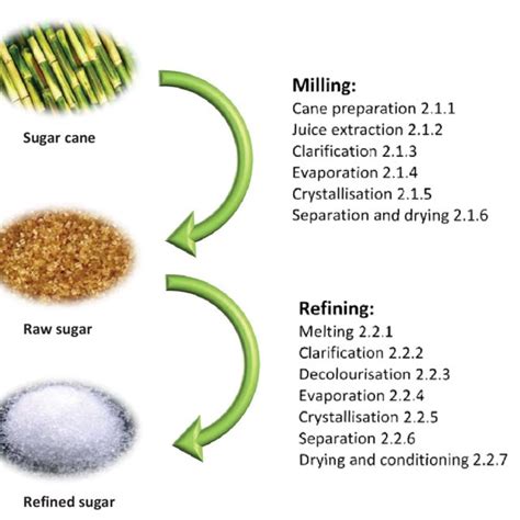 Raw Sugar Is Made From Sugar Cane In A Series Of Steps And Then