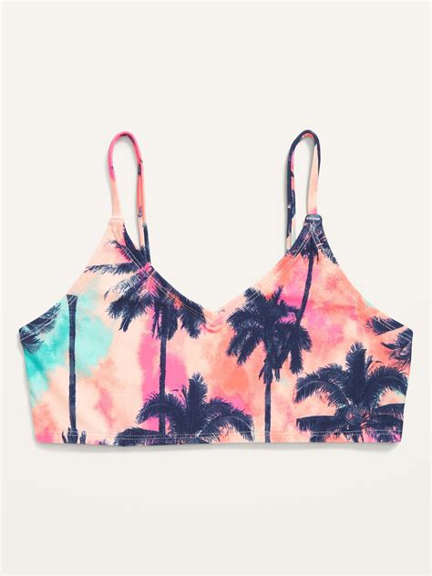 printed strappy back bikini swim top for girls old navy