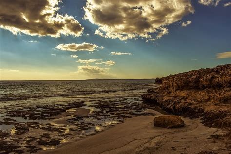 Hd Wallpaper Beach Cove Sea Horizon Clouds Sky Nature Afternoon