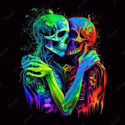 Premium Photo A Colorful Painting Of Two Skeletons Hugging Each Other