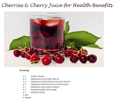 Add Cherries And Cherry Juice To Dressings And Drinks For Gout Arthritis