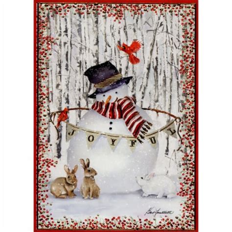 Lpg Greetings Joyful Snowman And Rabbits Box Of 14 Embossed Gold Foil Christmas Cards 14 Cards