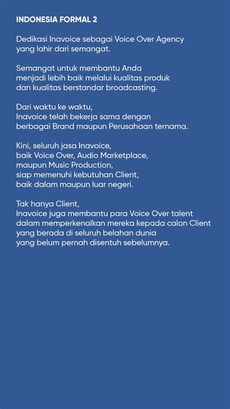 Contoh Naskah Voice Over Indonesia Part 2 | inavoice.com