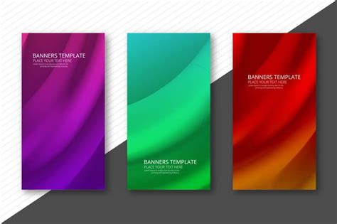 Abstract Colorful Wavy Banners Set Design Eps Vector Uidownload