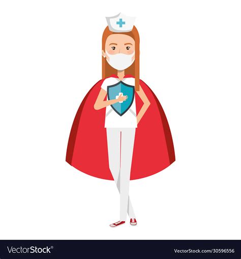 Super Nurse With Hero Cloak And Shield Royalty Free Vector