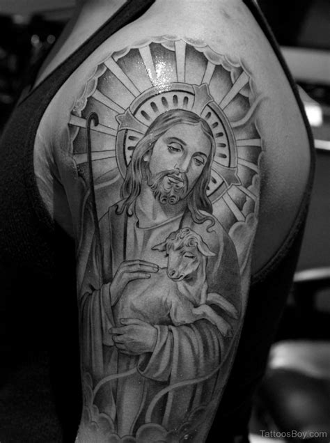 Black Jesus Tattoo On Half Sleeve Tattoo Designs Tattoo Pictures