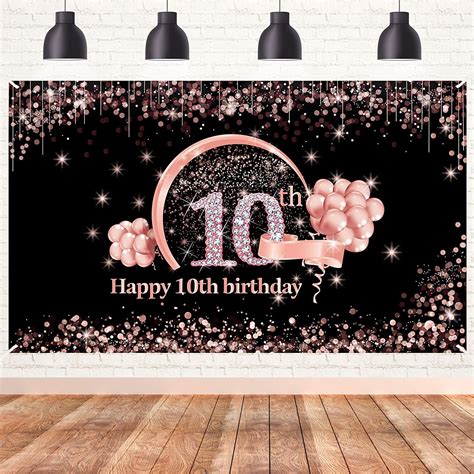10th Birthday Banner Backdrop Decorations For Girls Extra Large 10