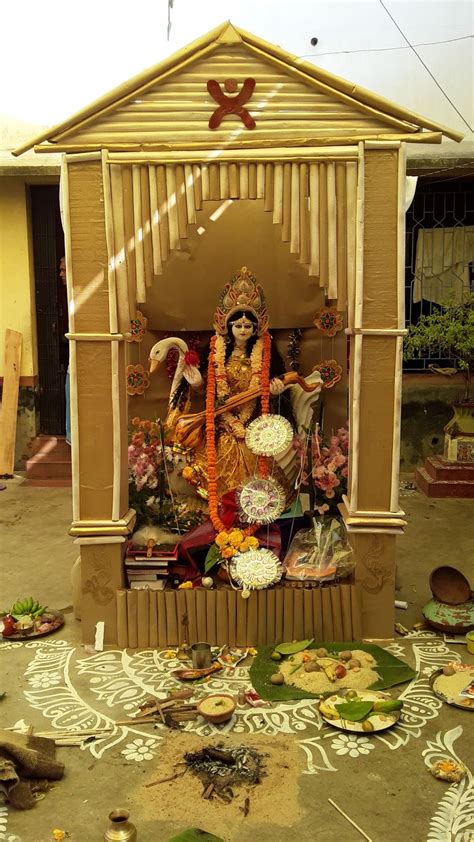 Decoration Design For Saraswati Puja