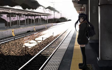 1920x1200 Anime Anime Girls Original Characters Train Station