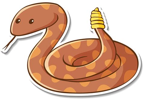 Sticker Design With Cute Rattlesnake Isolated Vector Art At