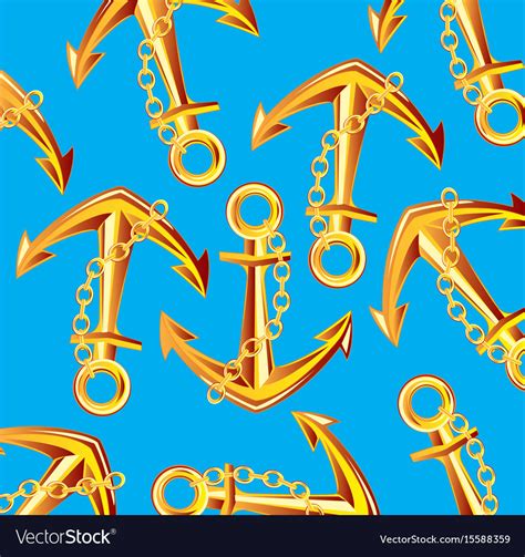 Golden Anchor On Turn Blue Royalty Free Vector Image