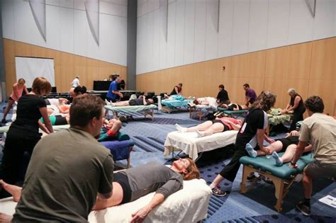 american massage therapy association using a meeting room to set up massage tables and do