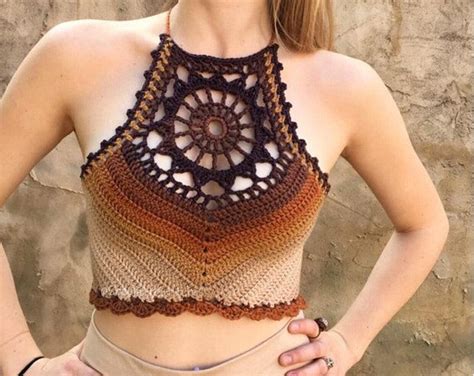 Crochet Halter Top Nude Festival Top Modern Top Hippie Etsy Crochet