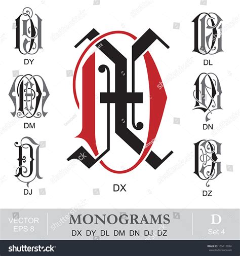 vintage monograms dx dy dl dm dn dj dz stock vector illustration 155311034 shutterstock