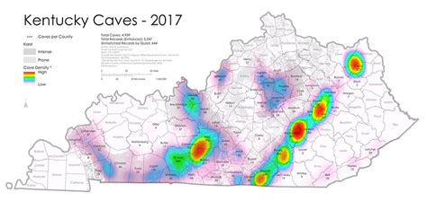 Kentucky Cave Distribution Map 2017