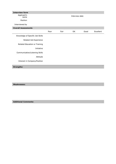 interview template form in word and pdf formats