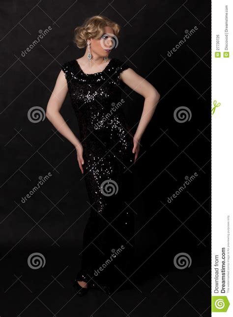 Portrait Of Drag Queen Man Dressed As Woman Stock Photo