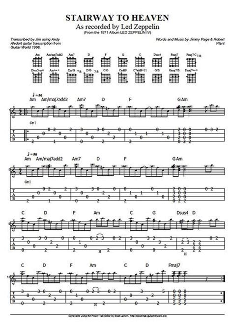 Stairway To Heaven By Led Zeppelin Ukulele Tabs On Ukutabs Ukulele