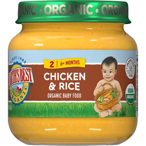 How much baby food should a 6 month old eat? Chicken & Rice Stage 2 Jarred Baby Food | Earth's Best Organic